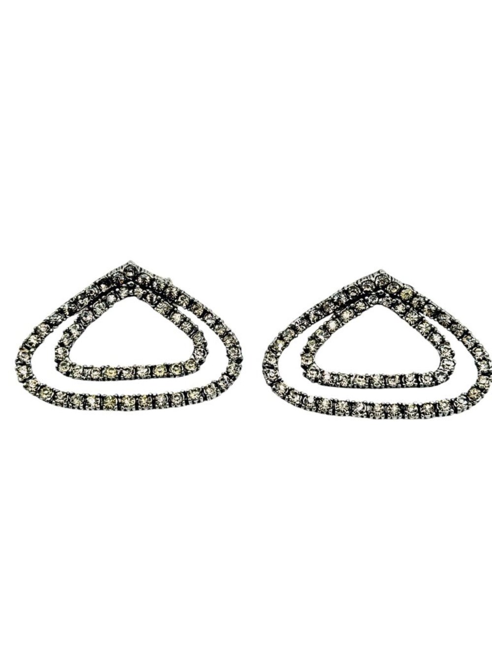 MUSI Rhinestone Shoe Clips Vintage Antiqued Silver Tone Smoky Stones Mid-Century